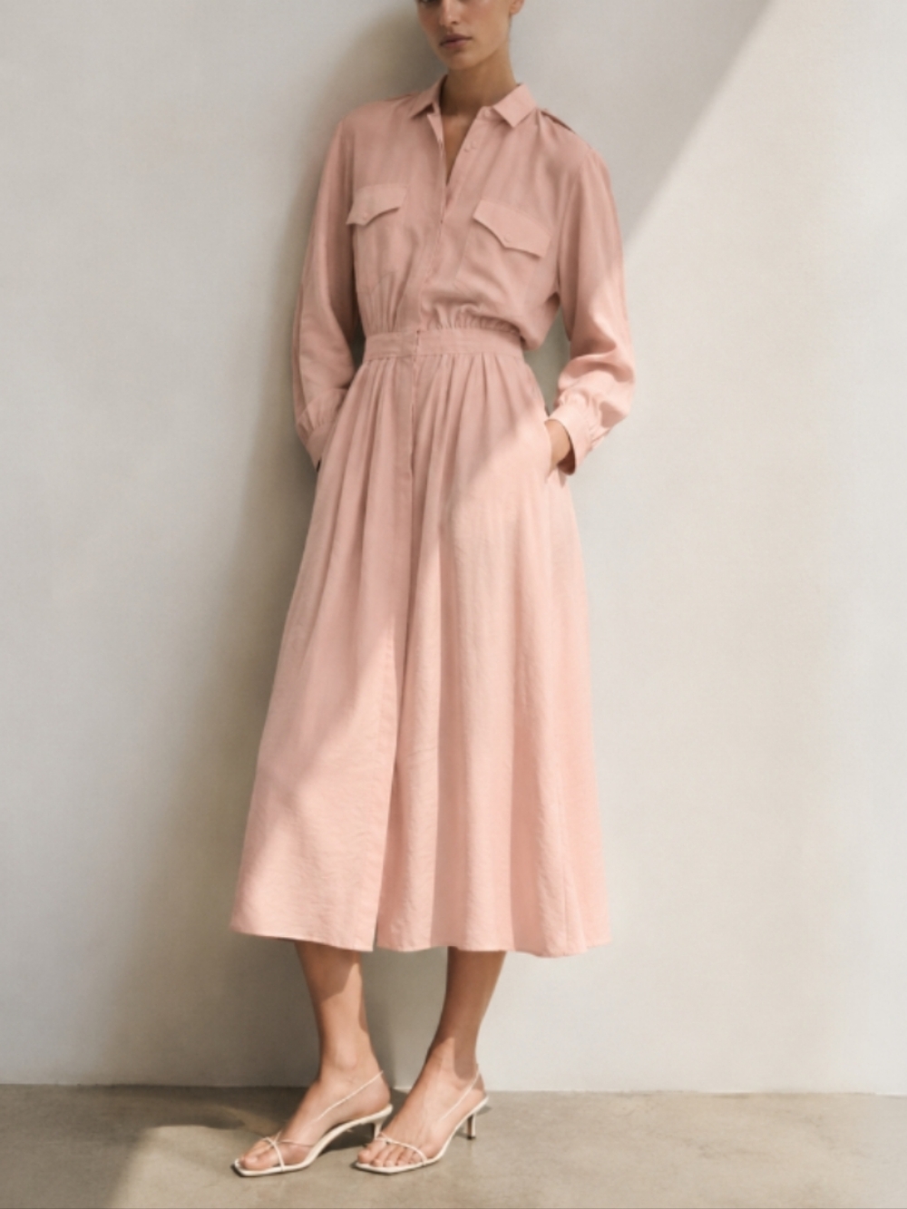 Vintage Silk Trench Shirt Dress